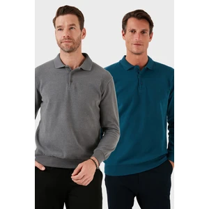 Pamuk Karışımlı Regular Fit 2'li Paket Polo Yaka Kazak Erkek Polo Yaka Kazak 456223S2