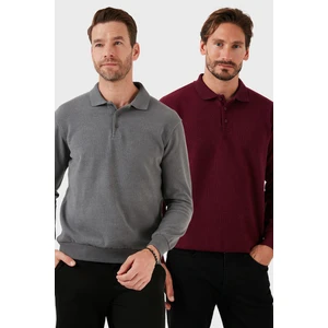 Pamuk Karışımlı Regular Fit 2'li Paket Polo Yaka Kazak Erkek Polo Yaka Kazak 456223S2