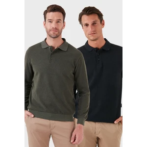 Pamuk Karışımlı Regular Fit 2'li Paket Polo Yaka Kazak Erkek Polo Yaka Kazak 456223S2