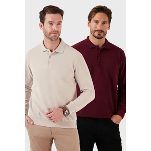 Pamuk Karışımlı Regular Fit 2'li Paket Polo Yaka Kazak Erkek Polo Yaka Kazak 456223S2