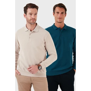 Pamuk Karışımlı Regular Fit 2'li Paket Polo Yaka Kazak Erkek Polo Yaka Kazak 456223S2