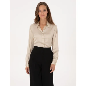 Pierre Cardin Kadın Kum Regular Fit Uzun Kollu Gömlek 50319346-VR085