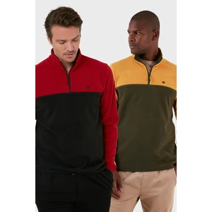 Regular Fit Anti-Pilling Tüylenme Yapmayan Dik Yaka Şardonlu 2'li Paket Polar Erkek Polar 5906016S2