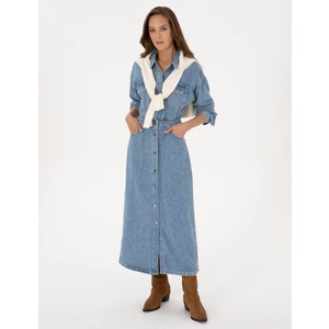 Pierre Cardin Kadın Mavi Comfort Fit Jean Elbise 50308538-VR036