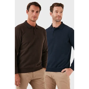 Pamuk Karışımlı Regular Fit 2'li Paket Polo Yaka Kazak Erkek Polo Yaka Kazak 456223S2