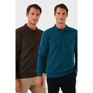 Pamuk Karışımlı Regular Fit 2'li Paket Polo Yaka Kazak Erkek Polo Yaka Kazak 456223S2