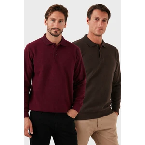 Pamuk Karışımlı Regular Fit 2'li Paket Polo Yaka Kazak Erkek Polo Yaka Kazak 456223S2