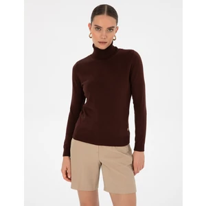 Pierre Cardin Kadın Kahverengi Slim Fit Basic Kazak 50315747-VR029