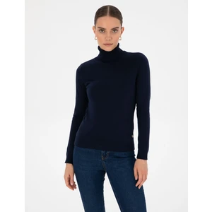 Pierre Cardin Kadın Lacivert Slim Fit Balıkçı Yaka Basic Kazak 50315747-VR033