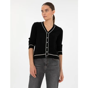 Pierre Cardin Kadın Siyah Slim Fit Triko Hırka 50316344-VR046