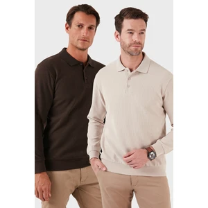 Pamuk Karışımlı Regular Fit 2'li Paket Polo Yaka Kazak Erkek Polo Yaka Kazak 456223S2