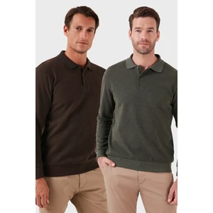 Pamuk Karışımlı Regular Fit 2'li Paket Polo Yaka Kazak Erkek Polo Yaka Kazak 456223S2