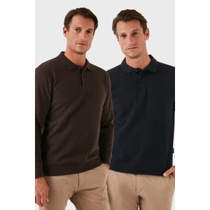 Pamuk Karışımlı Regular Fit 2'li Paket Polo Yaka Kazak Erkek Polo Yaka Kazak 456223S2