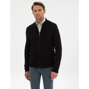 Pierre Cardin Erkek Siyah Slim Fit Fermuarlı Triko Hırka 50317341-VR046