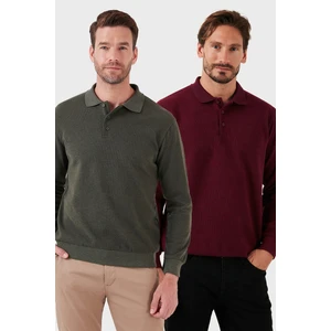 Pamuk Karışımlı Regular Fit 2'li Paket Polo Yaka Kazak Erkek Polo Yaka Kazak 456223S2