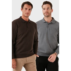 Pamuk Karışımlı Regular Fit 2'li Paket Polo Yaka Kazak Erkek Polo Yaka Kazak 456223S2