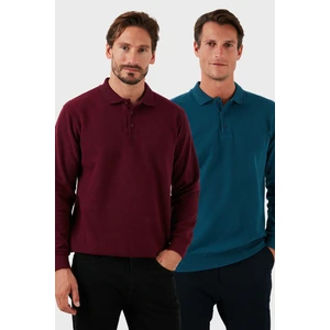 Pamuk Karışımlı Regular Fit 2'li Paket Polo Yaka Kazak Erkek Polo Yaka Kazak 456223S2