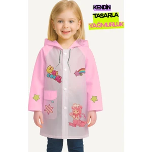 Pembe Kendin Tasarla Kız Çocuk Yağmurluk