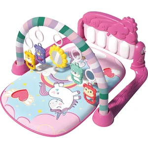 Oyun Halısı Aynalı Çıngıraklı Işıklı Müzikli Pembe Unicorn Çocuk Gelişimine Yardımcı Bebek Halısı