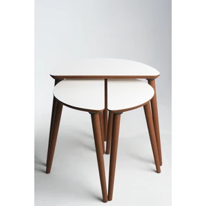 Roma 3'lü Zigon Sehpa %100 Mdf Yarım Ay Beyaz