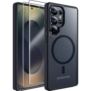 Samsung Galaxy S25 Ultra Uyumlu Ekran Koruyucu Kılıf Magsafe Sarj Desteği Kamera Çıkıntılı Mat Kapak