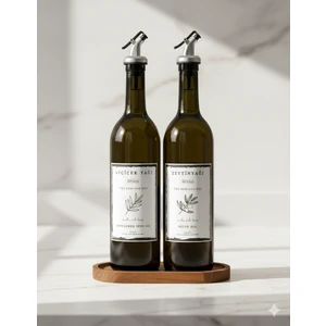 Büyülü Home Ahşap Stantlı 2li 750 ml Amber Yağdanlık Cam Yağlık Yağdanlık Bbstantlı