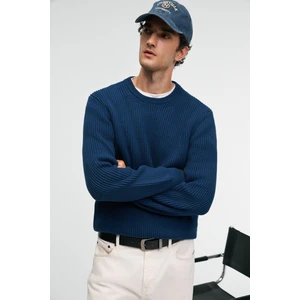 CABLIN Erkek Yuvarlak Yaka Regular Fit Triko İndigo Kazak