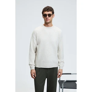 TROMSO Erkek Pofuduk Yumusacık Recyle Bisiklet yakalı Triko Taş Rengi Kazak