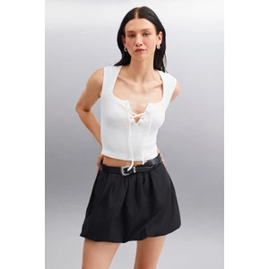 PAOLINA Kadın Crop Ekru Bluz