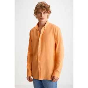 HENDRA Erkek %100 Keten Regular Mandalina Gömlek