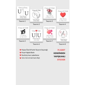 Kişiye Özel Çikolata Etiketi Düğün, Nişan, Söz, Kına, Baby Shower, Doğum Günü Sticker 75 Adet