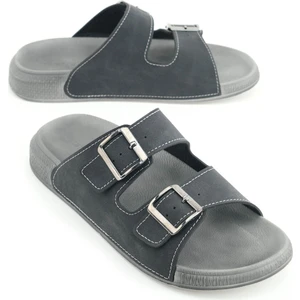 Erkek Yazlık Suni Deri Iki Toka Ayarlanabilir Rahat Taban Günlük Terlik