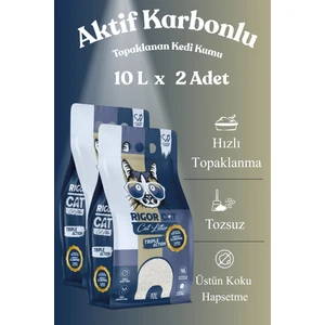 Rigor Cat Aktif Karbonlu Topaklanan Kedi Kumu 2 x 10 L