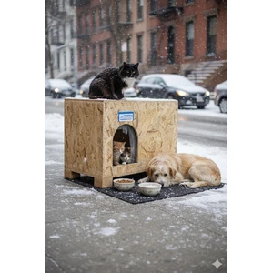 Kedi Evi Dış Ortam Uygun Ahşap Kedi Evi Osb 61X41X36 cm - CAT48