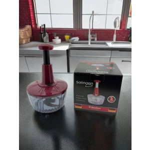 3 Bıçaklı Paslanmaz Çelik Basmalı El Rondosu Sebze Meyve Doğrayıcı Çift Renk Bordo-Siyah