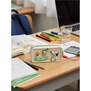 Snoopy Lisanslı Silikon Kozmetik Çantası - Bej