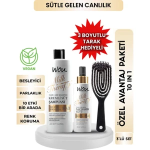 Milk Therapy Kremli Süt Şampuan 400 ml + Saç Bakım Sütü 150 ml – Besleyici, Parlaklık Veren ve Renk Koruyucu Bitkisel Formül, Parabensiz