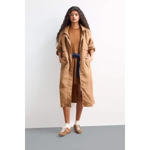 Regular Fit Kapüşonlu Fermuarlı Uzun Yağmurluk E8554AX25AU