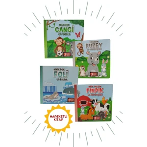 Hareketli Kitaplar-4lü "minik Tavşan Fındık & Gergedan Kuzey & Minik Fok Foli & Maymun Cangi''