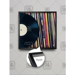 Nostaljik Gramafon Taş Plak Eski Müzik Nostalji Dekor Çerçeveli Kare Kanvas Tablo