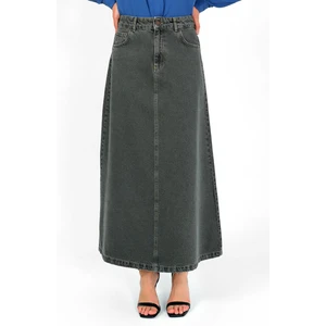 Yüksek Bel A Kesim Denim Etek Yeşil