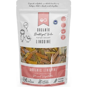 OG natural Organik Karışık Sebzeli Bakliyat Unlu Şerit Makarna Linguine 200 Gr +8 Ay