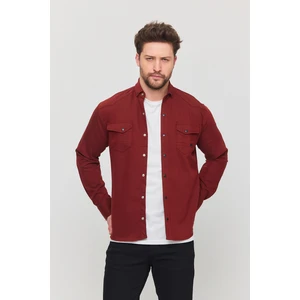 Yxcslim Fit Erkek Kot Gömlek Kiremit