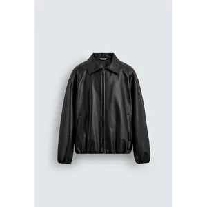 Oversize Siyah Deri Ceket