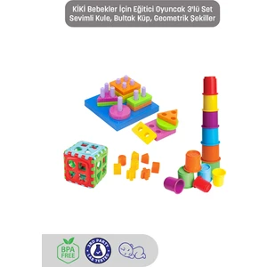 Sevimli Kule & Bultak Küp & Geometrik Şekiller Eğlence Gelişim Kombinasyonu 3 Lü