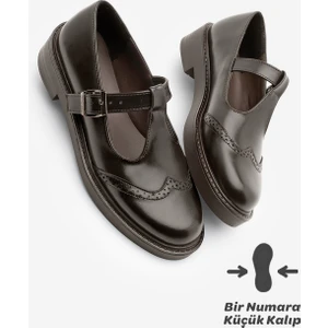 Kadın Loafer Çift Yüzlü Bantlı Günlük Ayakkabı Titra Kahve