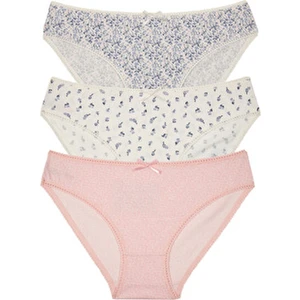 Desenli Slip Külot Yumuşak Pamuklu Kumaş 3'lü Paket Kadın İçin Rahat Tasarım