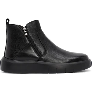 Erkek Siyah Fermuarlı Kalın Tabanlı Deri Bot 25WFD6931FT