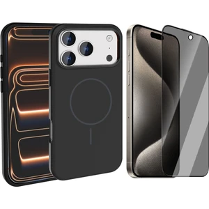 iPhone 17 Pro Max Kılıf M-Safe Şarj Özellikli Metal Kamera Çerçeveli Zore Edi Silikon Kapak + Hayalet Ekran Koruyucu