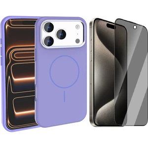 iPhone 17 Pro Max Kılıf M-Safe Şarj Özellikli Metal Kamera Çerçeveli Zore Edi Silikon Kapak + Hayalet Ekran Koruyucu